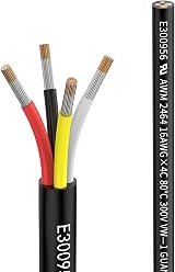 Matugajp 16AWG 4 Core DC Wire 10m 4 Conductor Extension Cable UL2464