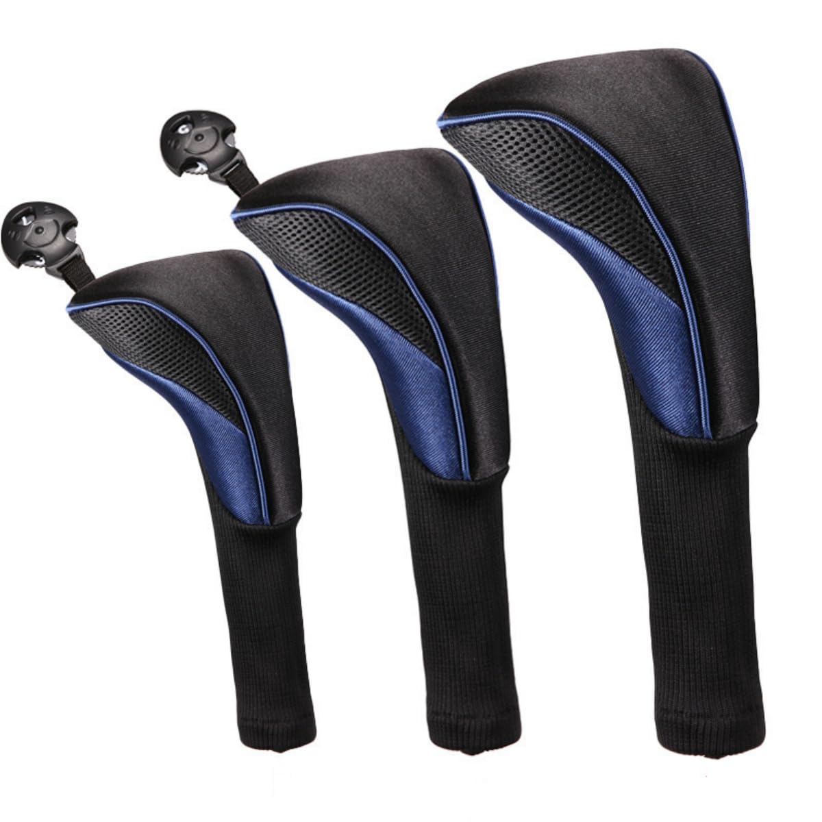 FUZVOL Golf Club Headcover Set Premium Quality,Golf Driver Head Cover 3pcs Universal Fit Covers For Wood Driver, Fairway, Hybrids Blue