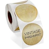 Pelikus Thermal Labels for Packaging, Small Business, Color Coding (Vintage Parchment, 2" Round)
