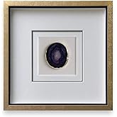 ARTECORS Handmade 40x40cm Gold Edge Agate Stone Wall Art with Shadow Box Framed Front Glass for Modern Living Room Bedroom Ho