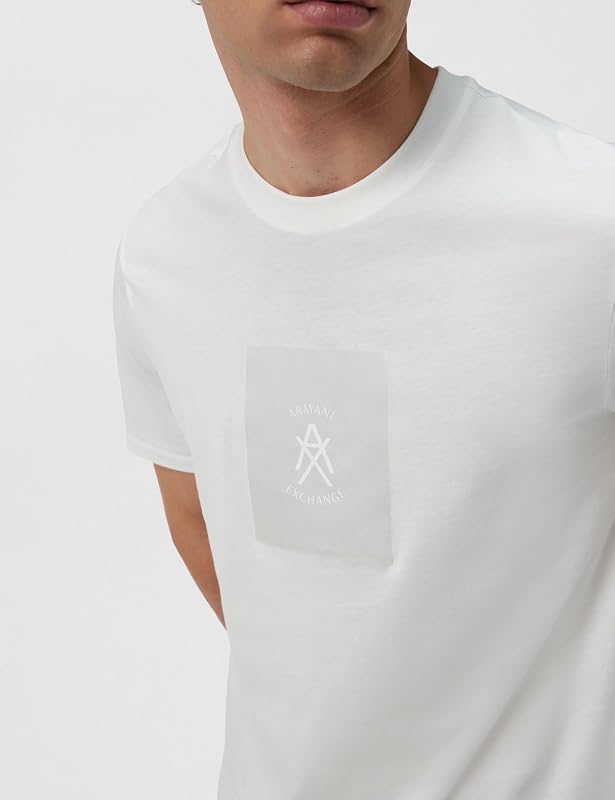 Men's One Block up, rubbered and Satin Logo T-Shirt,White,L
