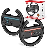 MoKo Steering Wheel for Nintendo Switch 2 Joy-Cons, Racing Game Accessories for Switch 2 Joy-Con Controller, Compatible with Mario Kart 8 Deluxe, Coal Black, 2 Pack