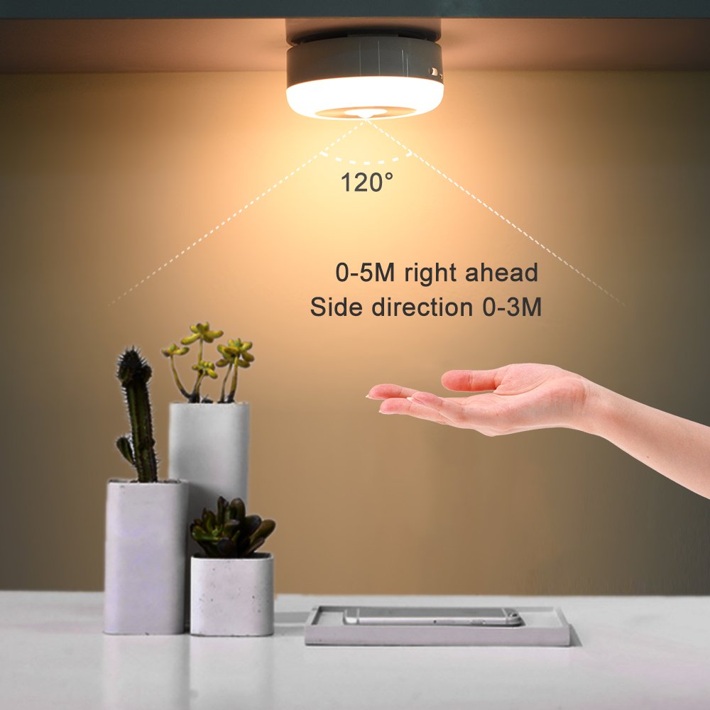 GOESWELL Motion Sensor Night Light Battery Operated, Motion-Sensing LED Stick-Anywhere Under Cabinet Lights for Stairs, Hallway, Bathroom, Kitchen, Closet (Pack of 2, Warm White)
