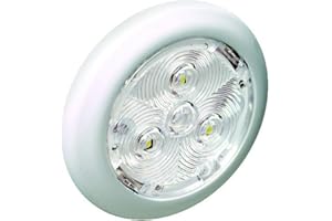 Attwood LED Round Interior and Exterior Light White Plastic Bezel