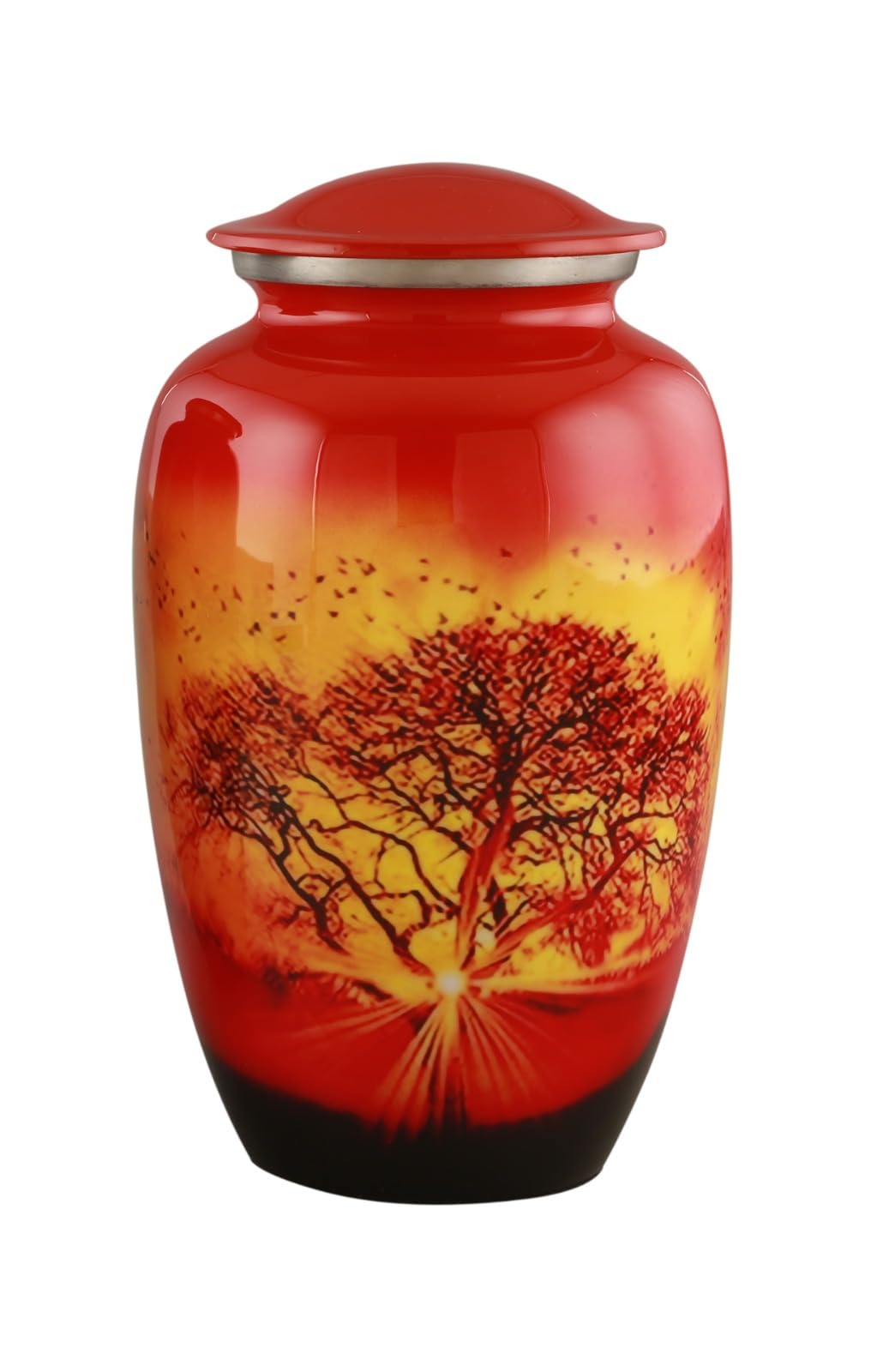 Royal Rapture Urn for ashes Jar Cremation Funeral Memorial Love Urns decorative Aluminium Adult Human Child (Orange Sunset 10" Large) RJM09-02