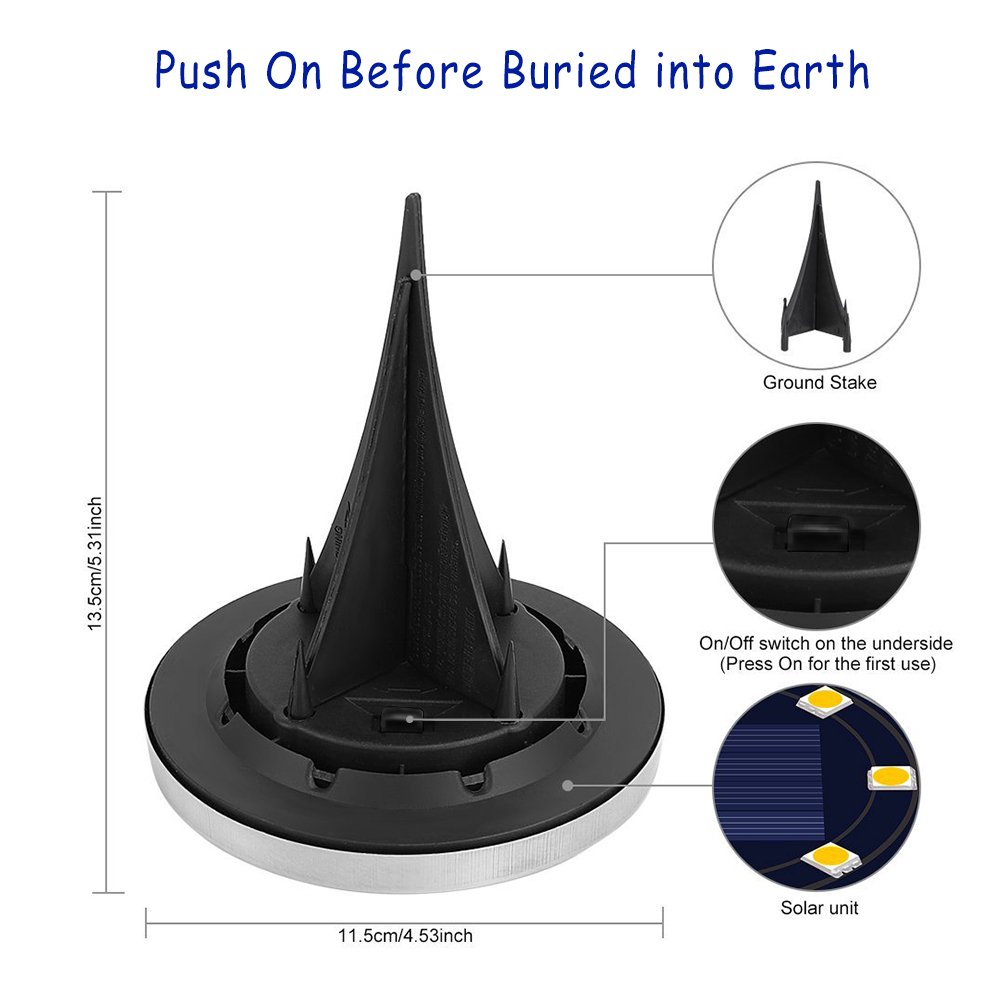 Maluokasa Solar Lights Outdoor Pathway, IP65 Water-Resist No-Wire Easy-Use Ground Light Bright 8 Pcs Led White Light for Yard Patio Path Driveway Lawn (4 Pack)