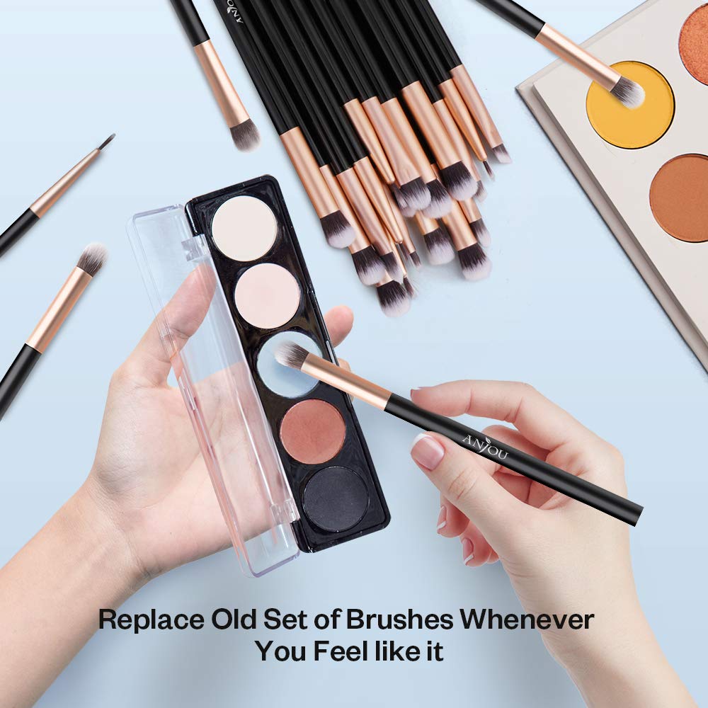 50pcs Eye Makeup Brush - Anjou 5pcs Eye Makeup Brushes X 10 Set – 2 Eye Blending Brush, 2 Eyeshadow Brush, 1 Eyeliner Brush Included in Each Set – 5 Essential Eye Brushes for Your Flawless Look: Beauty