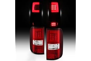 AKKON - For 2004 2005 2006 2007 2008 Ford F150 LED Tube Red Clear Tail Lights Brake Lamps Replacement Set