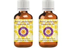 dève herbes Labdanum Essential Oil (Cistus ladaniferus) Pure | Viscous Texture | Rich Aroma | Unisex | All Skin Types | for External Use Only | Natural Extract | Steam Distilled 10ml X 2 (0.67 oz)