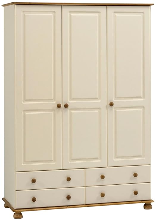 Steens Richmond 3 Door Pine Wardrobe, Cream & Pine, Cream Amazon.co.uk