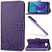 Asus Zenfone V V520KL Case Cover EMAXELER Embossing Colour Stylish Kickstand Credit Cards Slot Cash Pockets PU Leather Flip Wallet for Asus Zenfone V V520KL Clover Purple