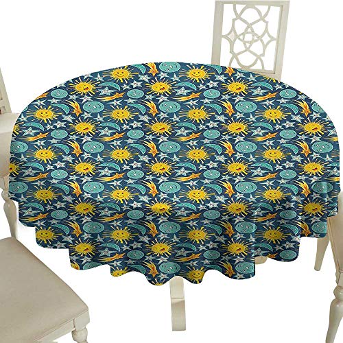Amazon.com: Stars, Round tablecloths Sun and Moon Pattern
