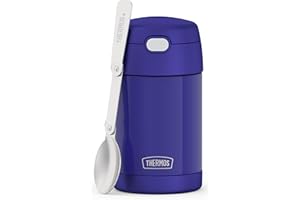 THERMOS FUNTAINER 16 Ounce Stainless Steel Vacuum Insulated Food Jar with Spoon, Deep Violet