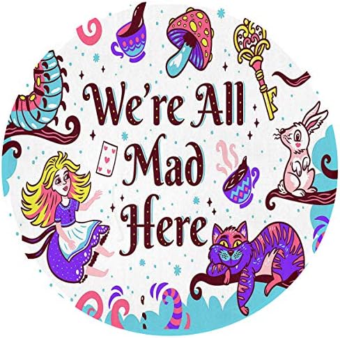 Zeajant Round Area Rug Non-Slip Alice in Wonderland Entrance Rug Floor Mat Door Mat Rug Indoor/Outdoor/Front Door/Bedroom Mats