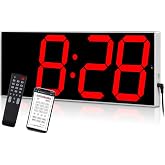 West Ocean Large Smart Digital LED WiFi Wall Clock with 6" Single Digit, Countdown, DST, Multifunction WiFi Smart Digital Wall Clock (Red)