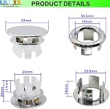 LRMYS Chrome Plating Ring & Cover Overflow Set 22-24mm 6 Pack Bathroom Sink view 2