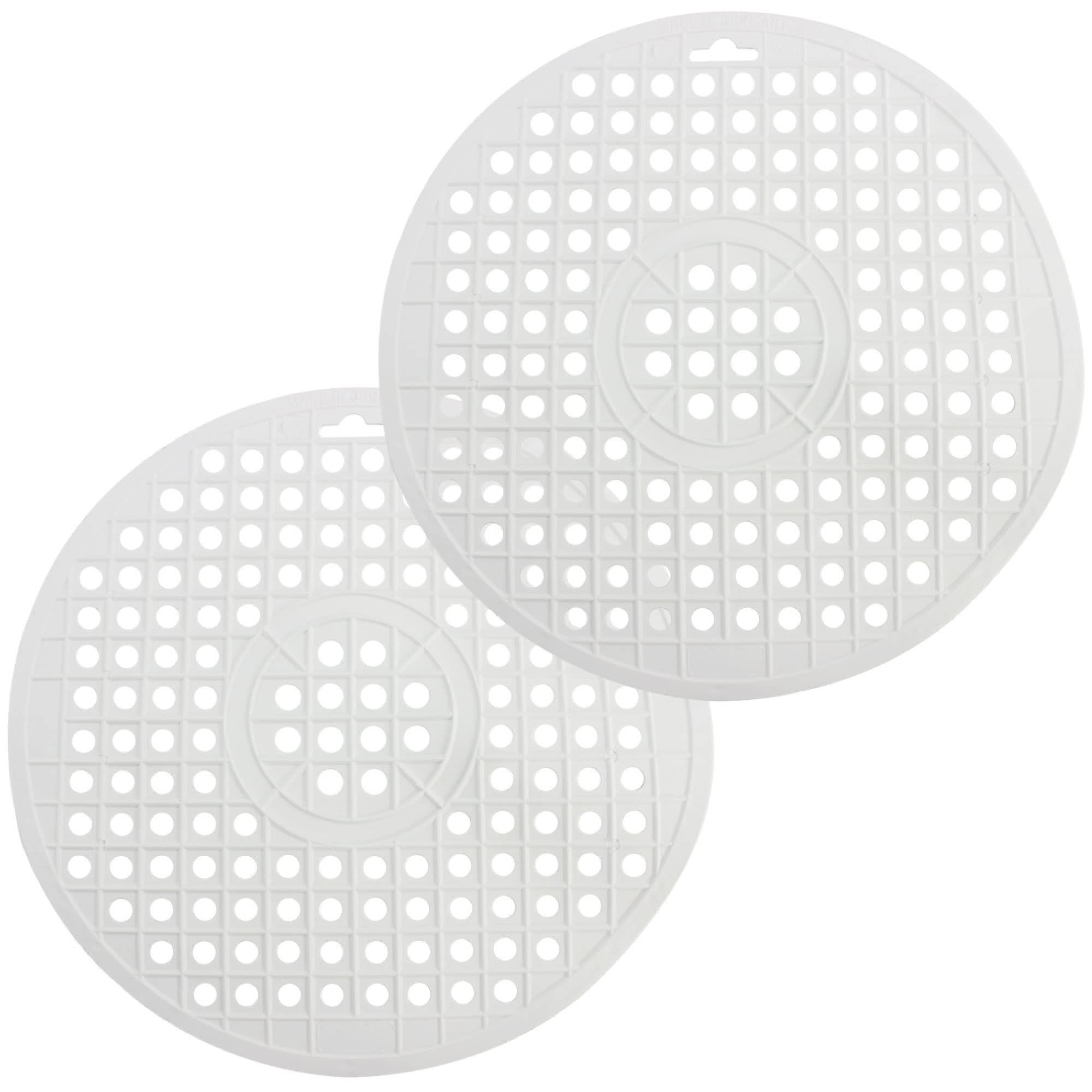 COM-FOUR® 2X Sink Insert - Round Sink mat - Insert for Sink Protects The Surface of The Sink and The Dishes - Silicone Protector mat for The Kitchen (2 Pieces - White)