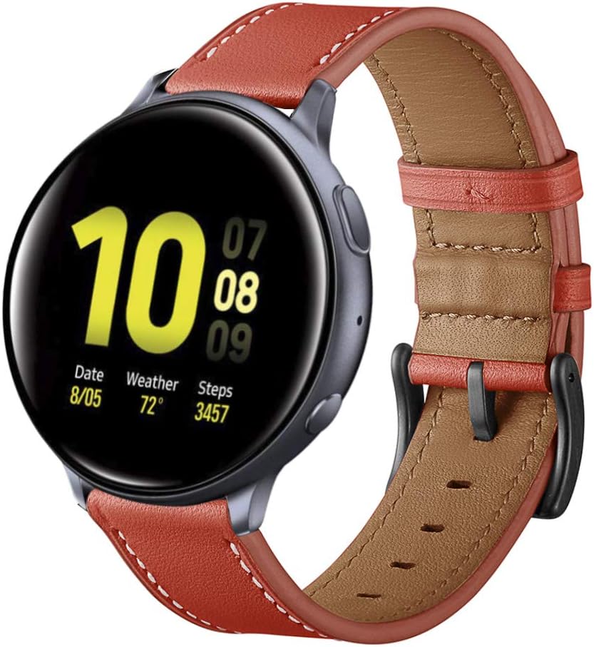 Aottom Compatible for Samsung Galaxy Watch Active Strap Leather 20mm Quick Release Sport Wristband Bracelet Replacement Strap for Samsung Galaxy Watch 3 41mm/42mm/Active 40mm/Active 2 40mm 44mm, Red