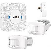 Bed Alarm for Elderly Care with 2 Motion Sensors and Plug-in Receiver, Caregiver Pager for Seniors, Bed Exit and Doorway Alert with Chime and Flashing Light, Hallway Motion Detector, No WiFi Needed
