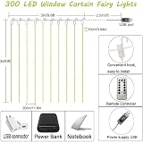 FANSIR 300LED Curtain Fairy Lights 3m x 3m USB Remote 8 Modes Warm White view 4