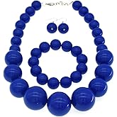 CIOOU Large Big Faux Pearl Necklace for Women Chunky Pearl Necklace and Earrings set 1920s Costume Jewelry set Prom party Wedding