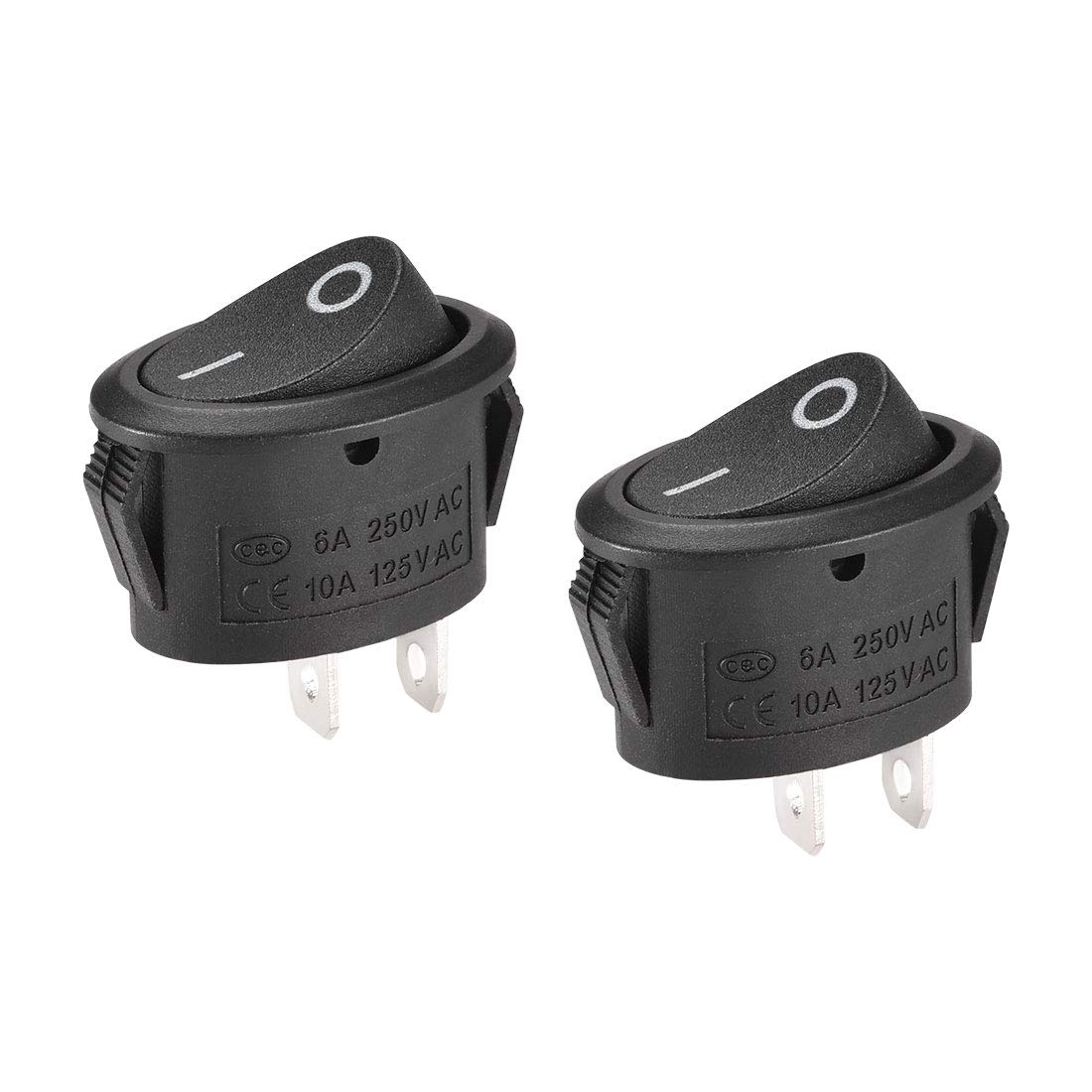 uxcell SPST Boat Rocker Switch Oval Toggle Switch for Boat Marine 2pins ON/OFF AC250V/6A 125V/10A 2pcs