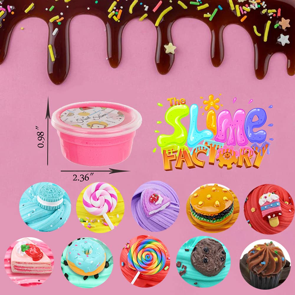 24 Pack Slime kit, Butter Slime, Macaroon Colors Cake Donut and Fruit Party Favors Slime， Stretchy and Non-Sticky, Stress Relief Toy for Kids Partys