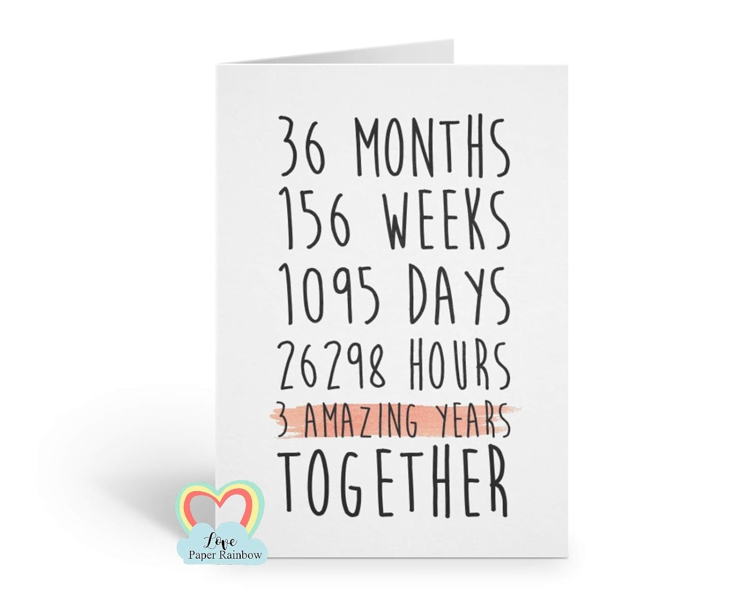 3 Years Together 3rd Anniversary Card 3 Amazing Years 3rd Wedding Anniversary Card