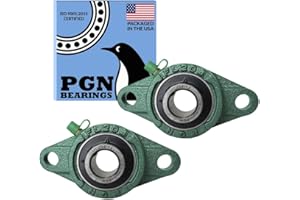 PGN UCFL204-12 Pillow Block Bearing - Pack of 2 Flange Mounted Pillow Block Bearings - Chrome Steel Bearings with 3/4" Bore -