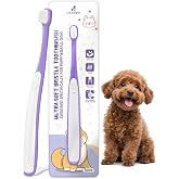 VVHOMIFE Small Dog Toothbrush, Mini Head, Soft Bristles, Under 30 lbs | Gentle Tiny Teeth Care. Curved Handle Reach. Soft Gum Comfort. Rubber Grip Control. Easy Daily Brushing.