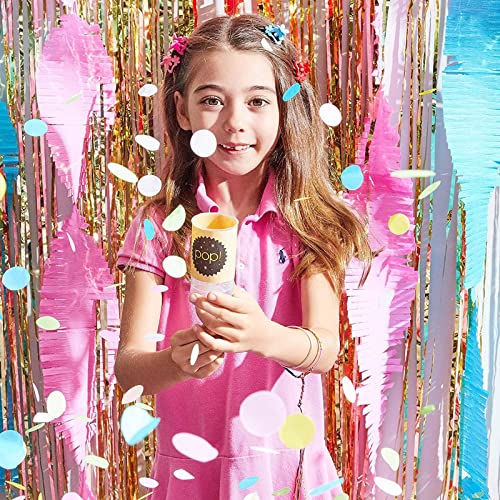 Sparkle and Bash Push Pop Confetti Poppers, 6 Pack with 6 Bag Refills