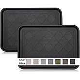 WATANIYA PET Boot Tray for Entryway Indoor, Heavy Duty Shoe Mat Tray 2 Packs, 16.7"x12.8" Waterproof Shoes Trays with Raised Edge, Outdoor Multi-Purpose Mats for Boots, Garden, Pets