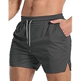 Aolesy Men's Gym Workout Shorts 5"/7"/10" Lightweight Bodybuilding Athletic Shorts Running Training with Zip Pockets