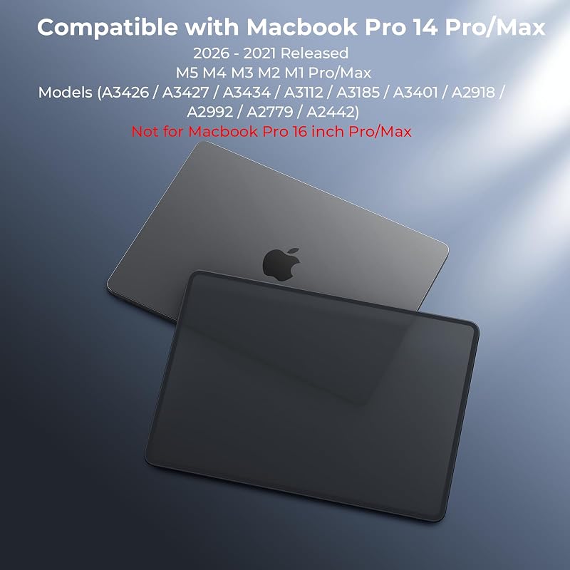 für MacBook Pro 14 Zoll Hülle M5 M4 M3 M2 M1 Bruchfest Mattschwarz