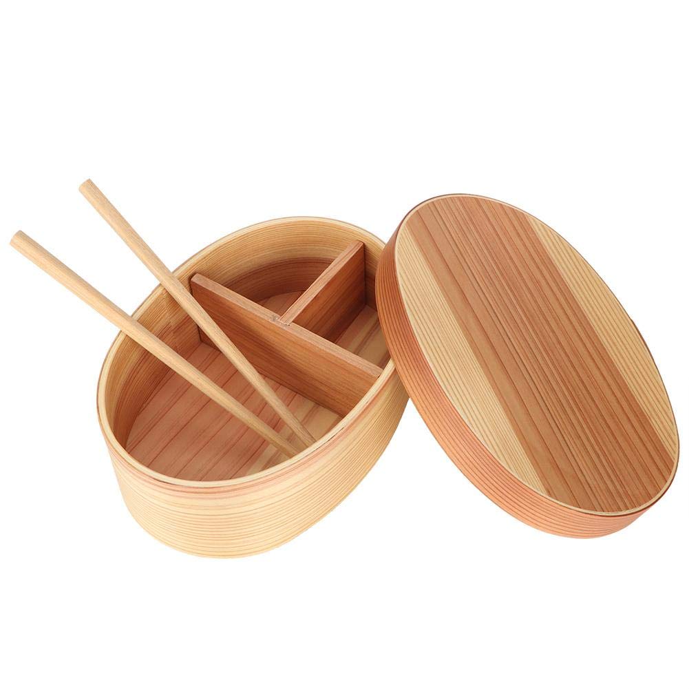TOPINCN Bento Box Lunch Containers Stylish Traditional Japanese Bento Box with Chopsticks Wooden-Sushi