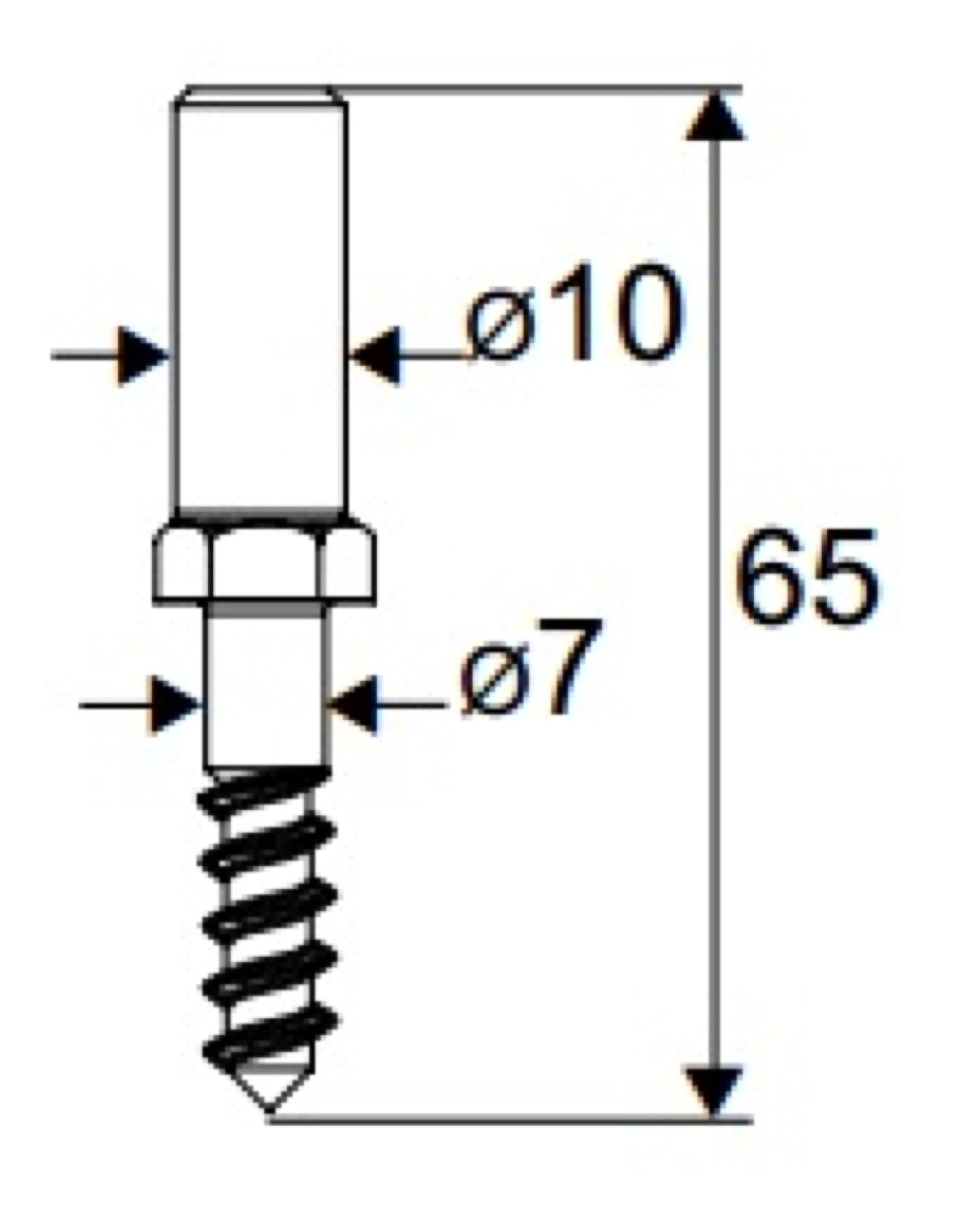 Torbel 07254 Straight Curved Screw Hook Stud Black for Espag