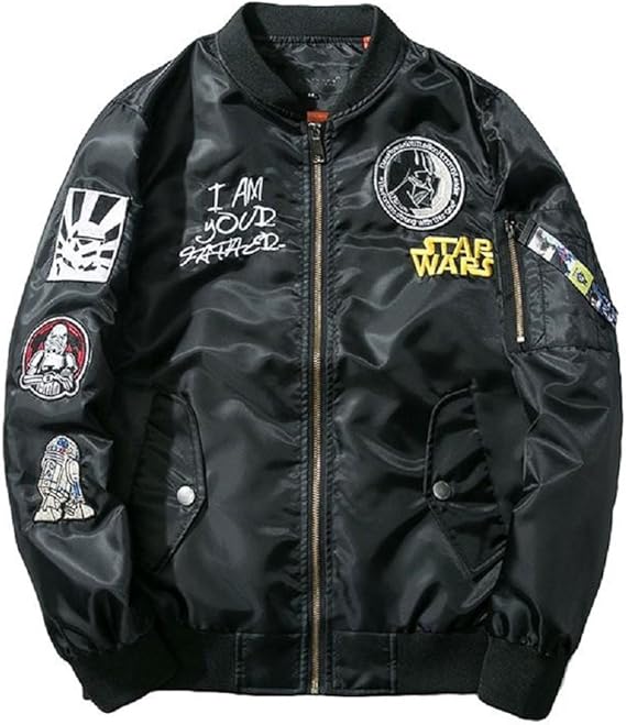 Amazon Dere デーレ メンズ Ma 1 ジャケット ジャンバー アウター ブルゾン ミリタリー スターウォーズ ワッペン 黒 緑 赤 ブラック Xxl コート ジャケット 通販