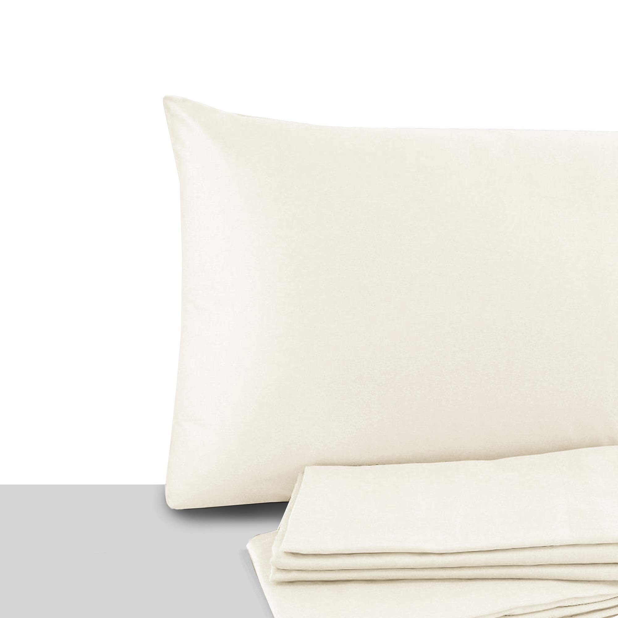 Giovanni Dolcinotti | Set of 2 Pillow Cases Double and Single Bed 40 x 60 cm - 100% Cotton - Made in Italy - Ivory