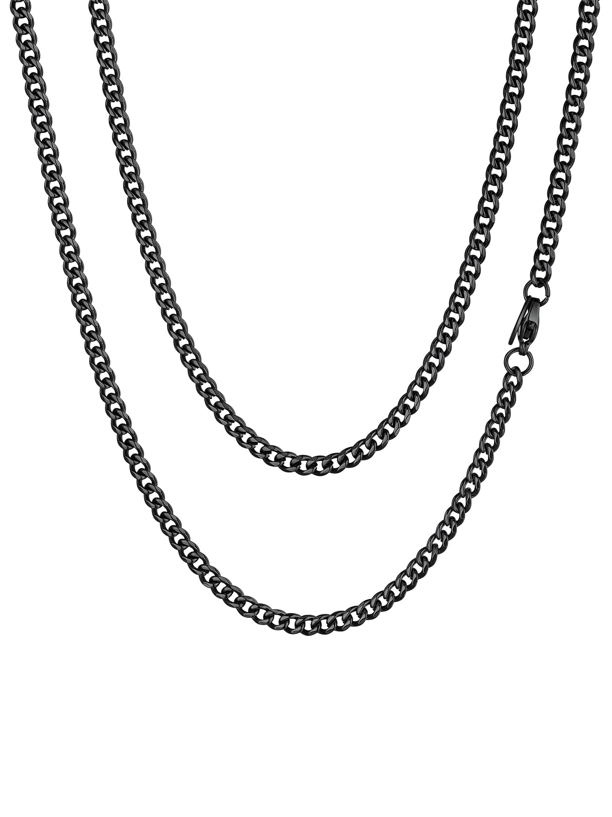 Black Curb Chain for Men and Women 3mm 20 Inch Stainless Steel Cuban Link Chain Necklace