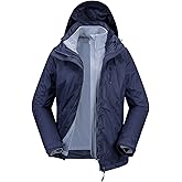 33,000ft Women's 3 in 1 Hooded Waterproof Coat Winter Ski Hiking Rain Jacket Softshell Fleece Lined Raincoat Windbreaker