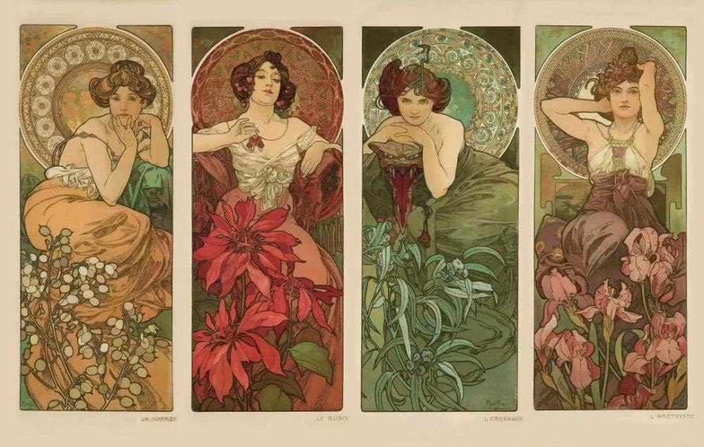 1000 Pieces Wooden Jigsaw Puzzle for Adult & Kids – The Precious Stones by Alphonse Maria Mucha