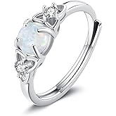 LUHE Celtic Knot Ring Sterling Silver White Opal Trinity Knot Ring for Women Celtic Jewelry Irish Gift for Women