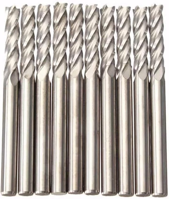 CNC 4 Flute Spiral Bit End Mill CEL 10pcs 3.175mm Shank Carbide Milling Cutter 15mm Drill End Mill