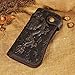 Le'aokuu Mens Genuine Leather Bifold Wallet Organizer Checkbook Iron Chain (1088 Dragon Dark Brown)