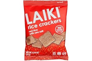 LAIKI Gluten Free Rice Crackers - Red | Low Sodium Healthy Snack | Vegan SEED-OIL FREE Snack | NON-GMO | GF Snack for Adults | Diabetic Friendly | Gluten Free Variety Pack | Clean & Vegan | Party Snack | Pack of 30