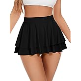 Kepblom Women's Rave Mini Skirt - Sexy Pleated Layered Skirts for Festival Costumes, Rave Party, Beach