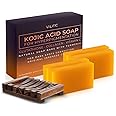 VALITIC Kojic Acid Soap for Hyperpigmentation - with Glutathione, Collagen & Vitamin C - Natural Soap Bars with Turmeric - Original Japanese Complex for Dark Spot Correction - 4 Pack + Holder