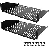 Pxoerzy 2U Server Rack Shelf, Ventilated Cantilever Tray, 14 inches Depth | Suitable for 19" Network Equipment Racks and Cabinets,Well-Ventilated,2PCS