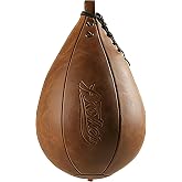 Speed Bag for Boxing &amp; MMA,Leather Reflex Training Pear Shaped Punching Bag | Hanging Swivel Boxing Speed Ball, Home Gym Reflex Training Equipment for Adults Teens &amp; Boxing Coaches, Improve Reflexes