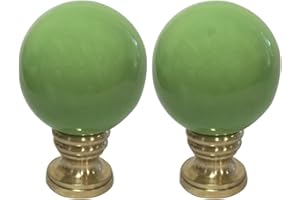 ROYAL DESIGNS, INC. Royal Designs Ceramic Sphere 1.75" Lamp Finial for Lamp Shade, Lime Green, Polished Brass Base - Set of 2